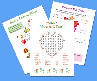 Mother's Day Puzzle Bundle: Crossword, Word Search, Word Scramble