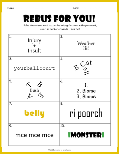 Rebus Worksheet 3