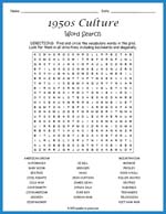 1950s Culture Word Search Thumbnail