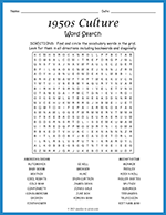 1950s Culture Word Search thumbnail