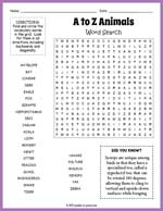 A to Z Animals Word Search Thumbnail