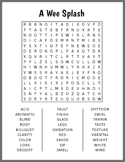 A Wee Splash Word Search