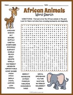 African Animals Word Search thumbnail