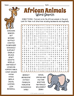 African Animals Word Search thumbnail