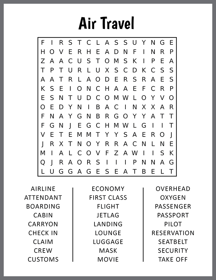 Air Travel Word Search