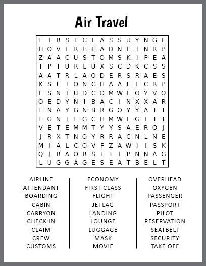 Air Travel Word Search
