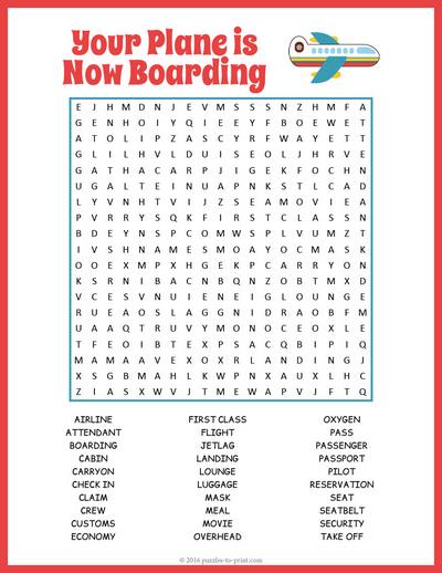 Airplane Word Search