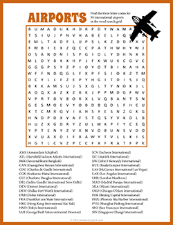 Free printable Airport Word Search puzzle worksheet