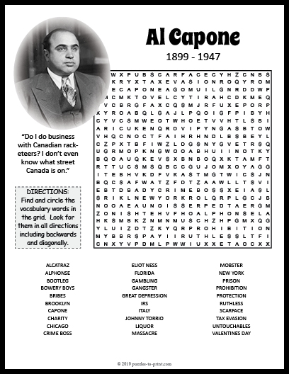 Al Capone Word Search