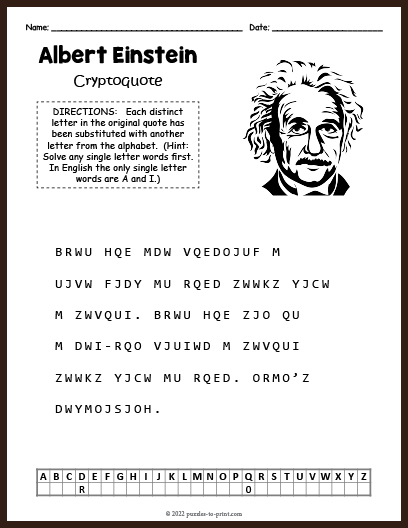 Albert Einstein Cryptoquote