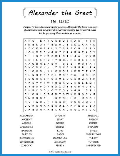 Alexander the Great Word Search