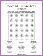 Alice In Wonderland Word Search Thumbnail