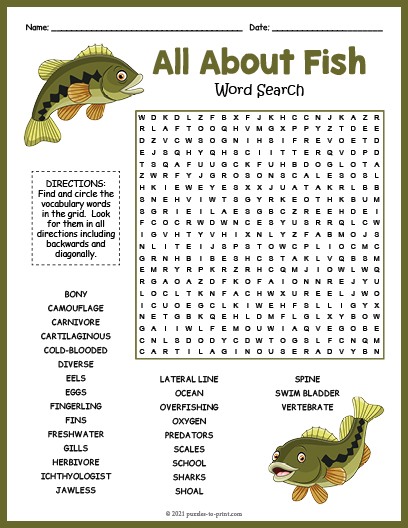 Gone Fishing Word Search Puzzle - Puzzles to Play