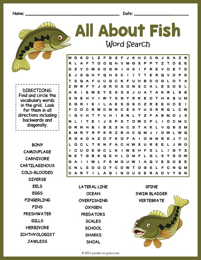 Fishing Word Search