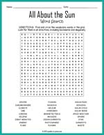 All About the Sun Word Search Thumbnail
