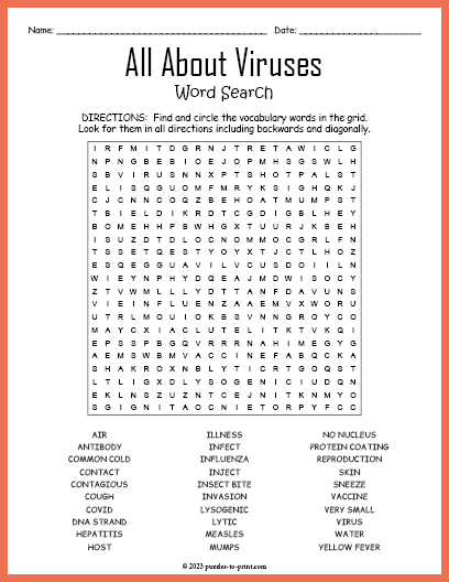 All About Viruses Word Search