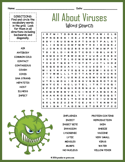 All About Viruses Word Search