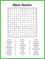 Alpine Vacation Word Search thumbnail