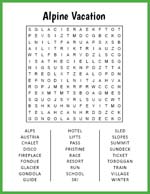 Alpine Vacation Word Search thumbnail