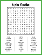 Alpine Vacation Word Search thumbnail