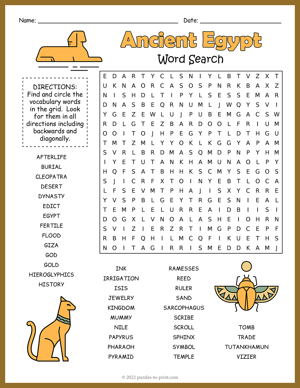 Ancient Egypt Word Search