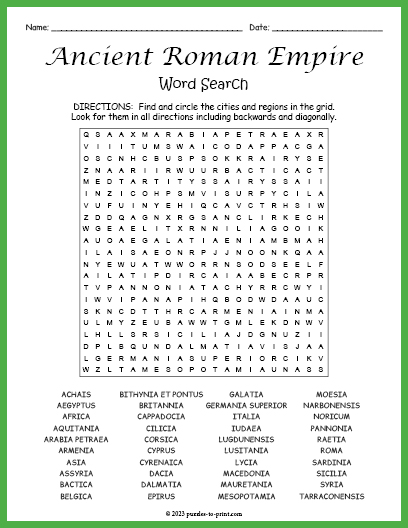 Ancient Roman Empire Word Search