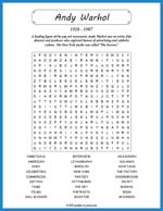 Andy Warhol Word Search Thumbnail