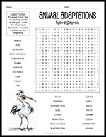 Animal Adaptations Word Search thumbnail