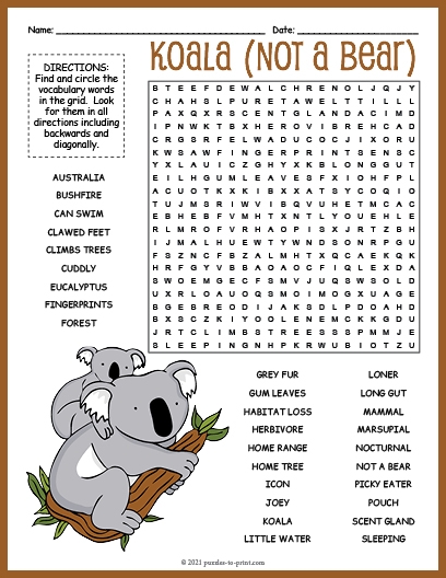 Animal Word Searches