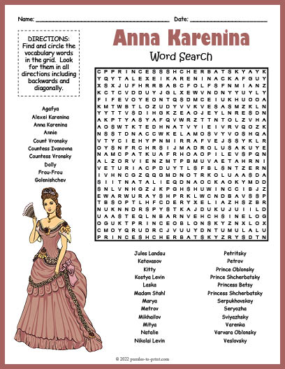 Anna Karenina Characters Word Search