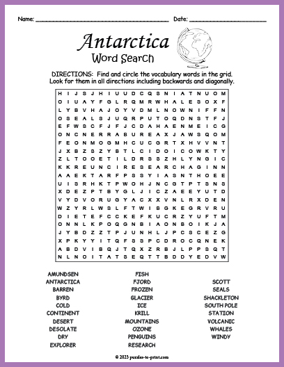 Antarctica Word Search