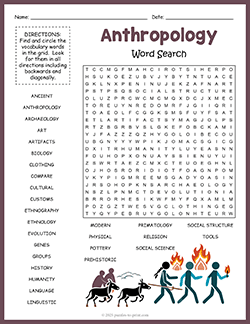 Free printable Anthropology Word Search puzzle worksheet