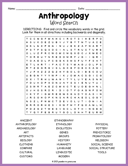 Anthropology Word Search