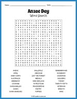 Anzac Day Word Search Thumbnail