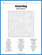 Anzac Day Word Search thumbnail