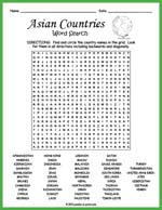 Asian Countries Word Search Thumbnail