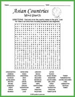 Asian Countries Word Search Thumbnail