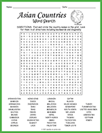 Asian Countries Word Search thumbnail