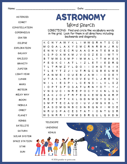 Astronomy Word Search