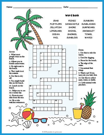 At the Beach Crossword