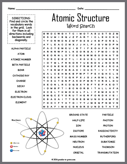 Atomic Structure Word Search