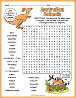Zoo Animals Word Search Puzzle