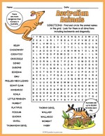 Australian Animals Word Search thumbnail