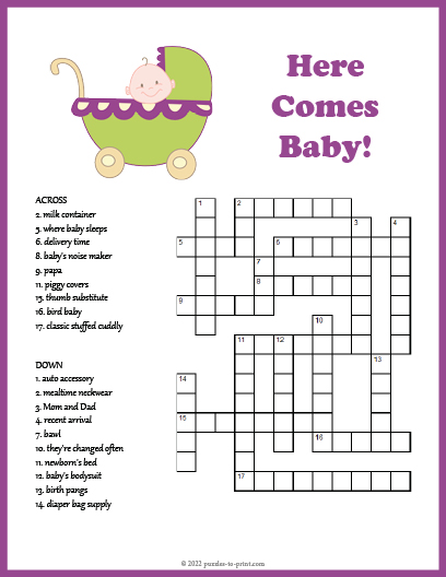 Baby Shower Crossword