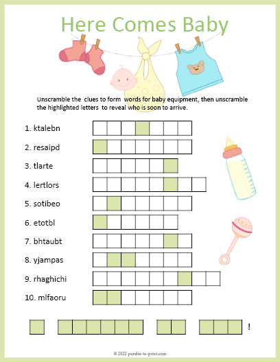 Baby Shower Word Scramble