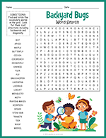 Backyard Bugs Word Search thumbnail