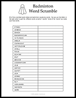 Badminton Word Scramble thumbnail