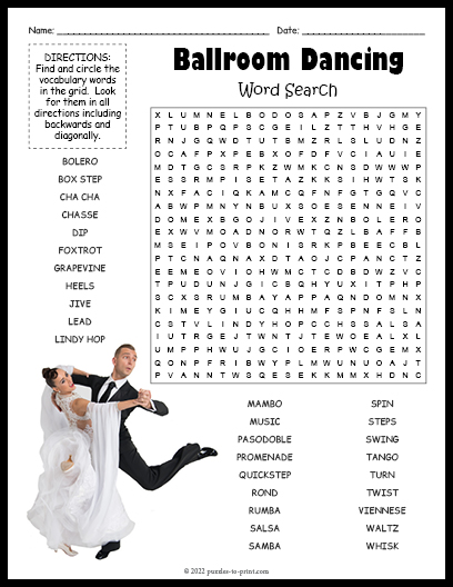 Ballroom Dancing Word Search