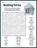 Banking Terms Word Search Thumbnail