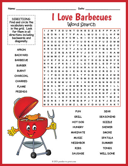 Free Printable Cookout Worksheets